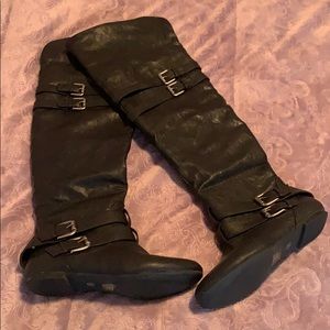 Over-knee black boots